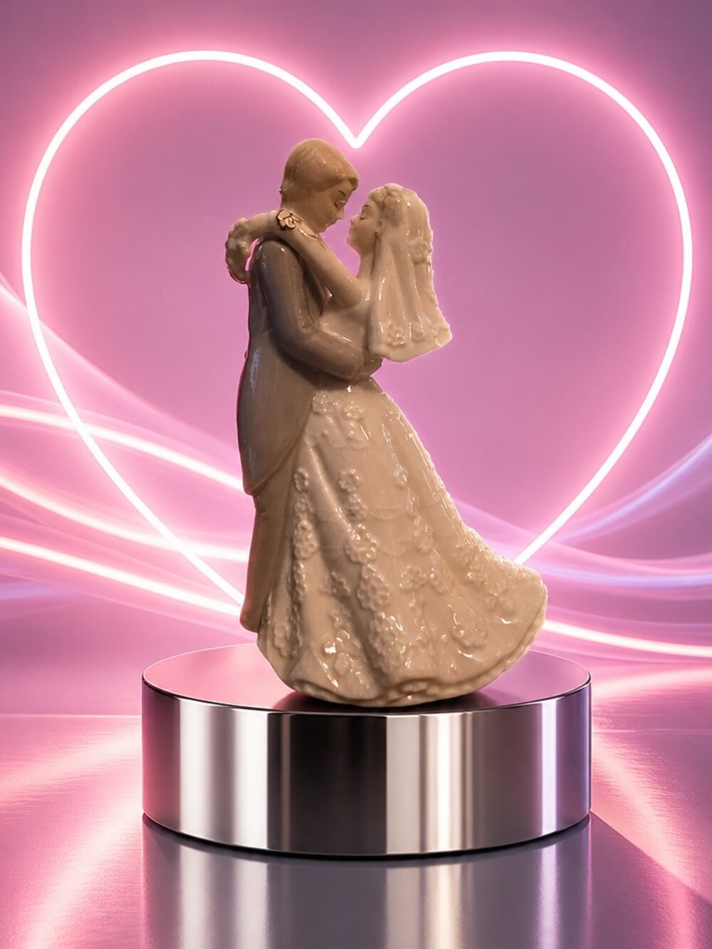 Bride and Groom First Dance Wedding Music Box Lladro-style
